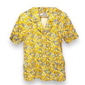 Lihli by Saks Fifth Avenue Vintage Yellow Black Short Sleeve Blazer SP